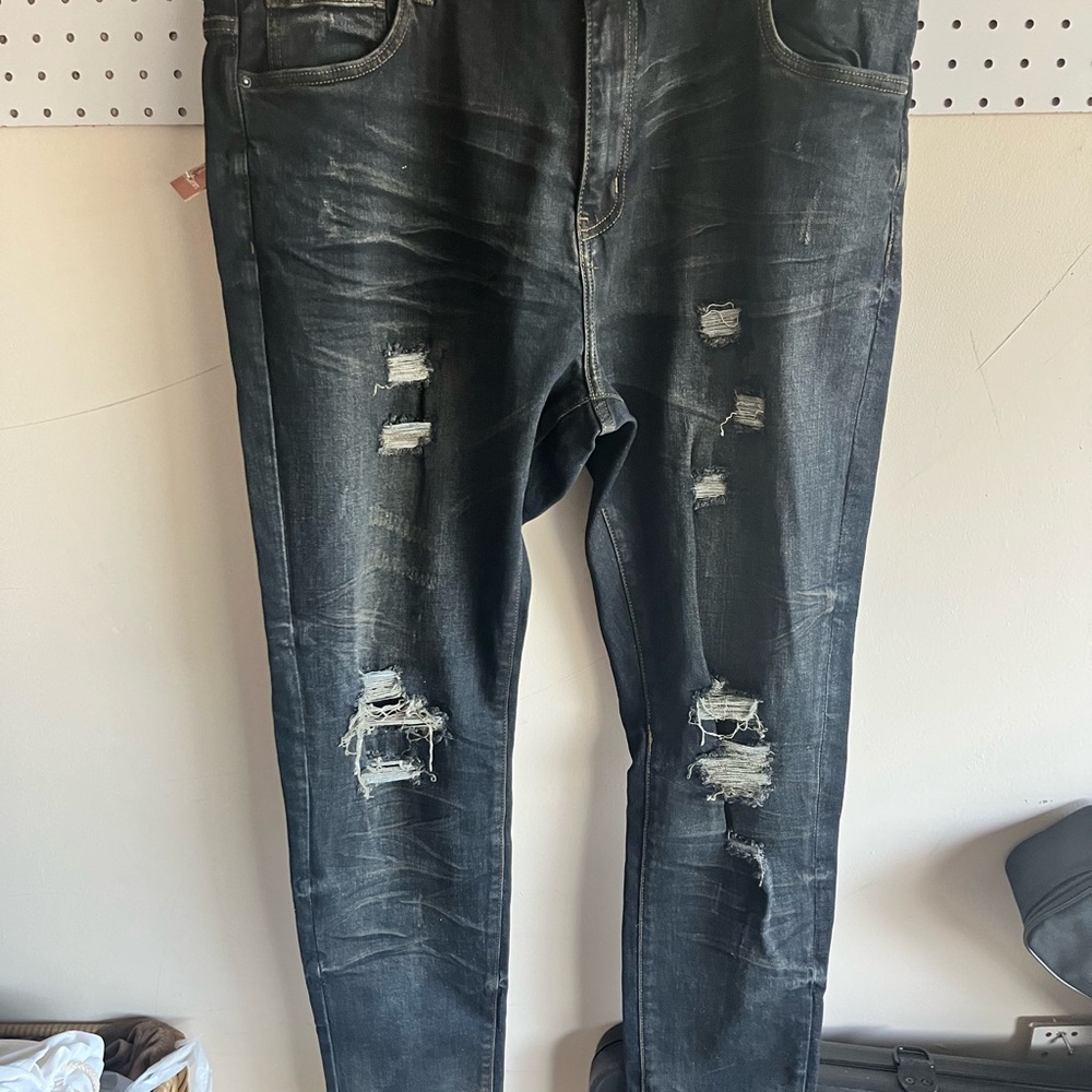 Distressed Black Jeans for Men